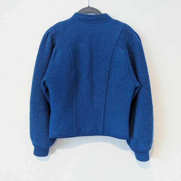 Vintage Geiger 100% Pure Wool Jacket Sweater Royal Blue Knit - Picture 2 of 7